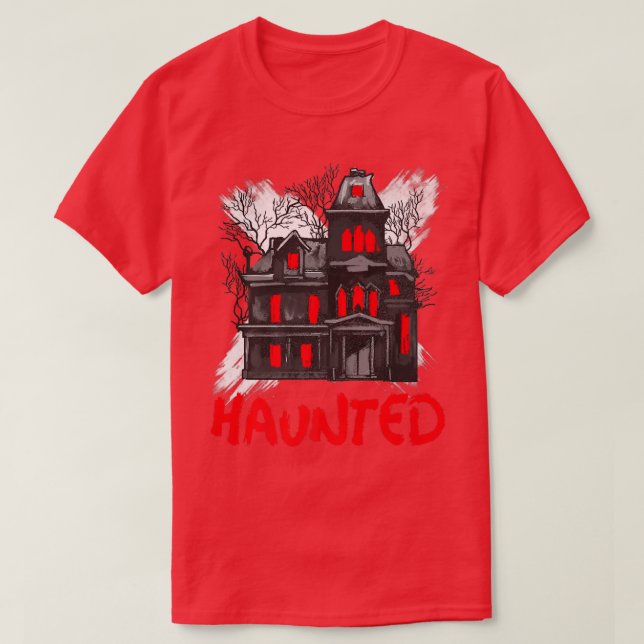 T-shirt Scary Haunted House Horror Art  (Design devant)