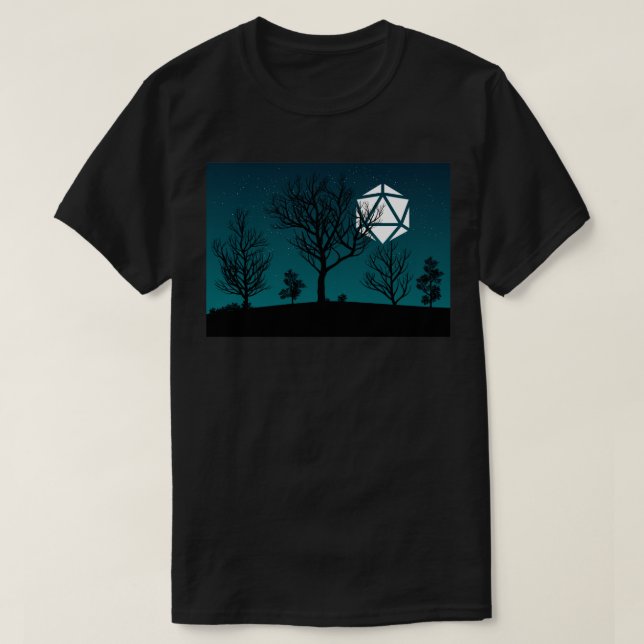T-shirt Scary Night Dead Trees D20 Dice Moon Tabletop RPG (Design devant)