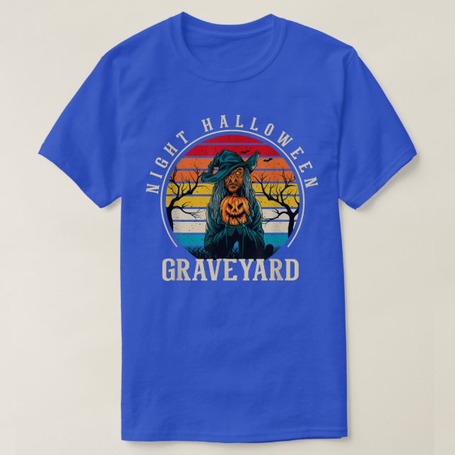 T-shirt Scary Witch Pumpkin Night halloween graveyard Vint (Design devant)