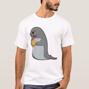 T-shirt Sceau à manger avec hamburger