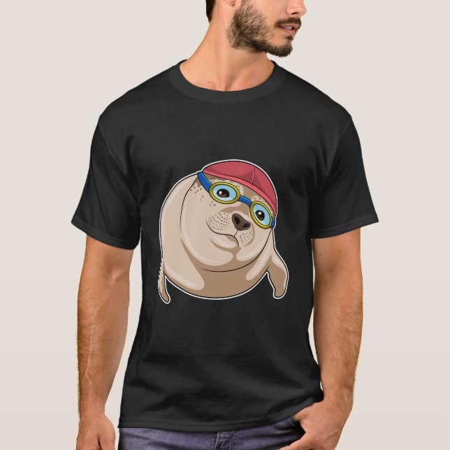 T-shirt Sceau à nager avec lunettes de natation (Devant)