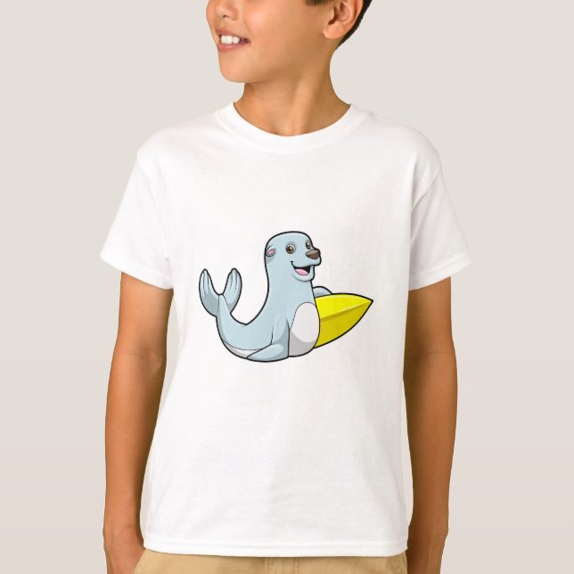 T-shirt Sceau au surf avec Surfboard (Devant)