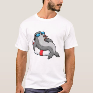 T-shirt Sceau avec anneau de natation et boisson