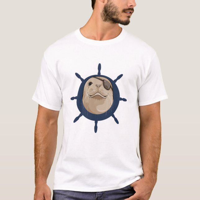 T-shirt Sceau avec gouvernail de navire (Devant)