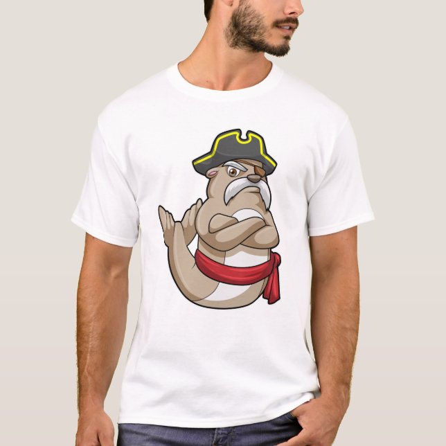 T-shirt Sceau comme pirate avec casquette pirate (Devant)