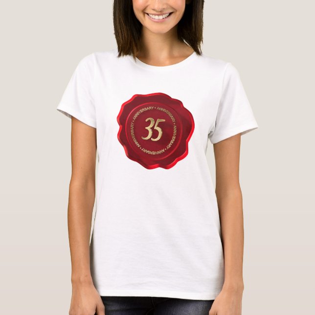 T-shirt sceau de cire rouge du 35e anniversaire (Devant)