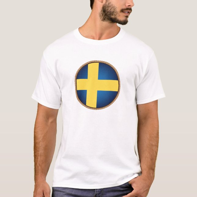 T-shirt Sceau du drapeau cool Suède (Devant)
