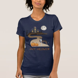 T-shirt Sceau Et Iggy Blanc Et Maison Hantée Halloween