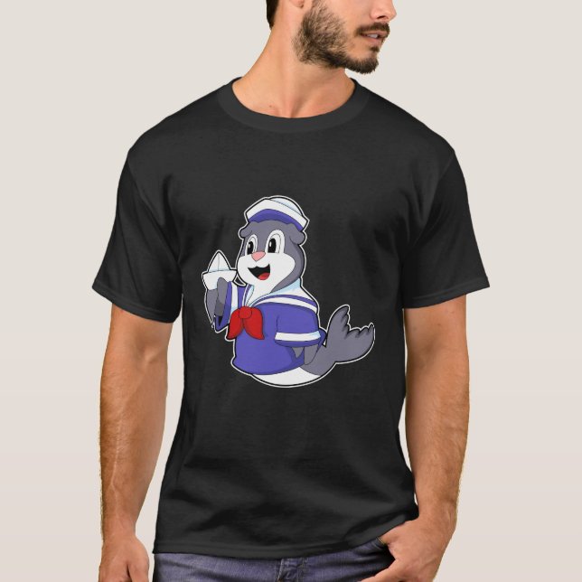 T-shirt Sceller comme marin avec bateau (Devant)