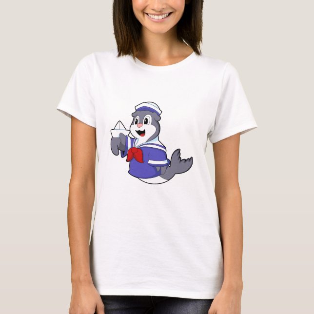 T-shirt Sceller comme marin avec bateau (Devant)
