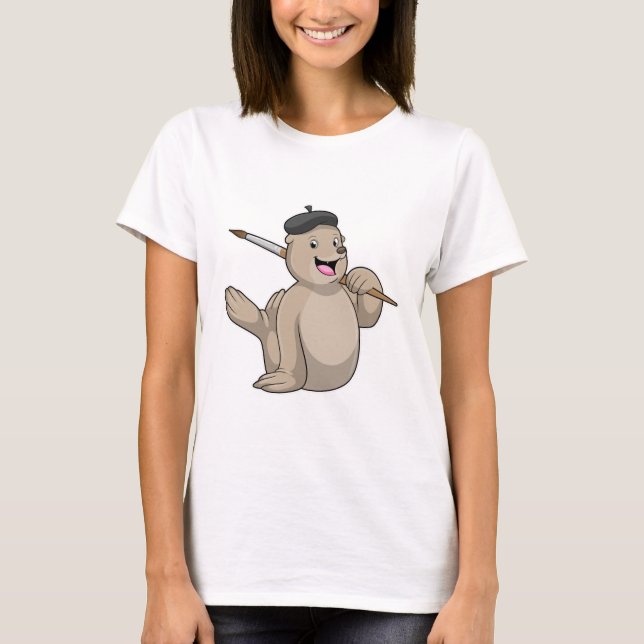 T-shirt Sceller comme peintre avec pinceau (Devant)