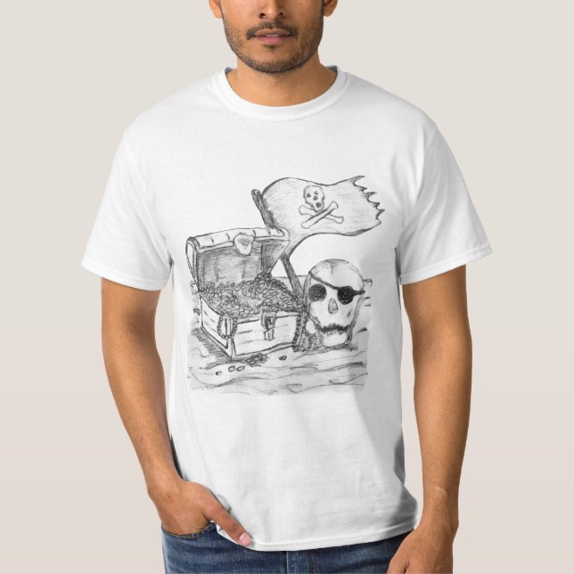 T-shirt Scénario de la scène du trésor de pirate (Devant)