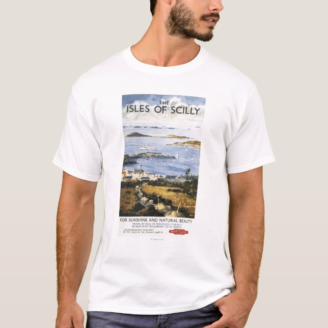 T-shirt Scène aérienne d'affiche de chemin de fer de ville (Devant)