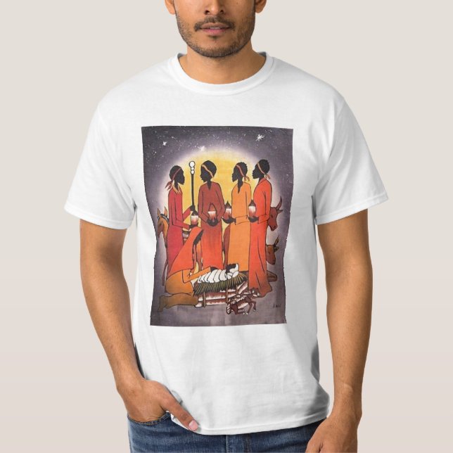 T-shirt Scène africaine de nativité de Noël (Devant)
