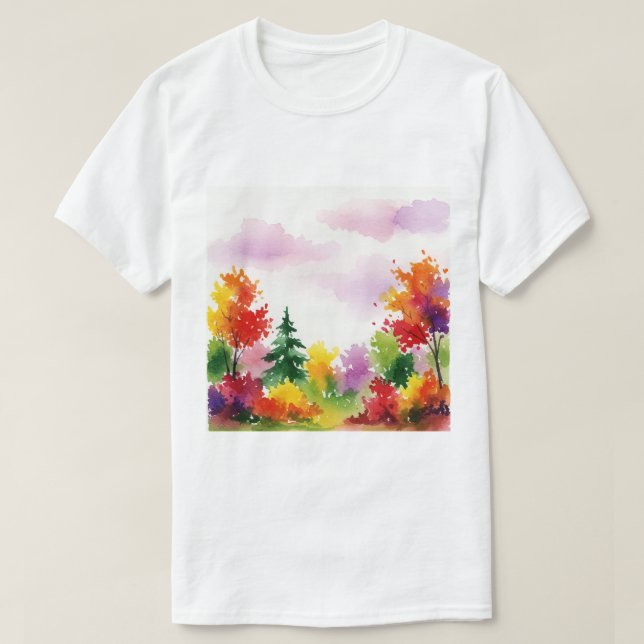 T-shirt Scène automnale colorée (Design devant)