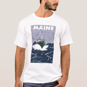 T-shirt Scène de bateau de pêche de MaineCrab