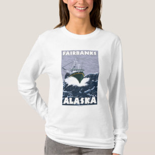 T-shirt Scène de bateau de pêche - Fairbanks, Alaska