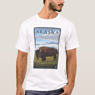 T-shirt Scène de bison - bassin de la rivière Copper,