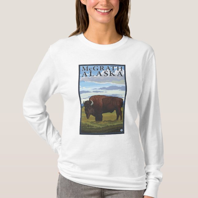 T-shirt Scène de bison - McGrath, Alaska (Devant)