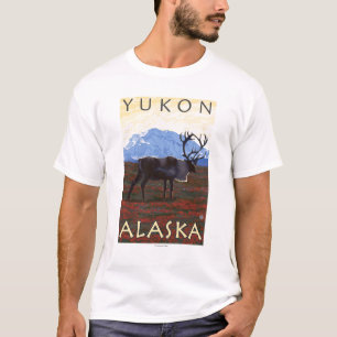 T-shirt Scène de caribou - le Yukon, Alaska