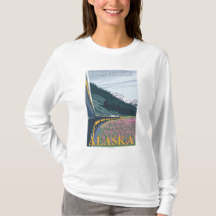 T-shirt Scène de chemin de fer de l'Alaska - crique d'or,