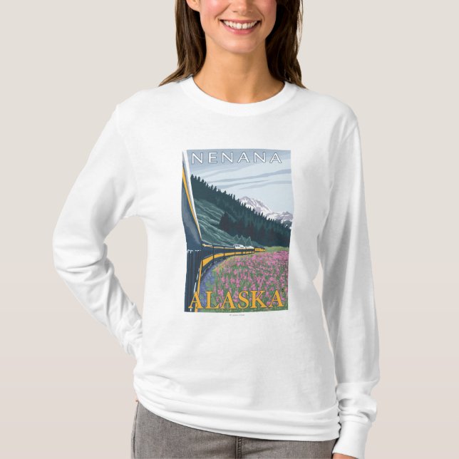 T-shirt Scène de chemin de fer de l'Alaska - Nenana, (Devant)