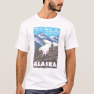 T-shirt Scène de chèvres de montagne - Sitka, Alaska