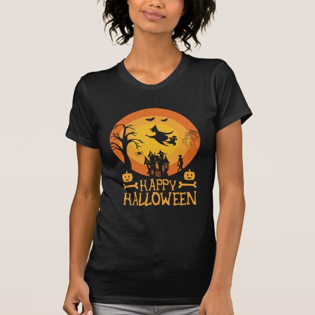 T-shirt Scène de cimetière Zombie Halloween (Devant)
