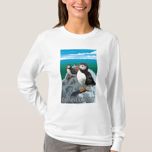 T-shirt Scène de ConnecticutPuffins (Devant)