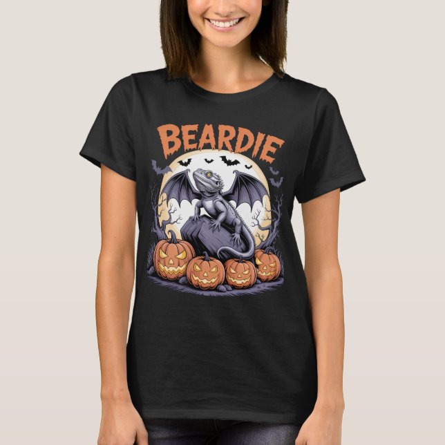 T-shirt Scène de la lune d'Halloween à Beardie (Devant)
