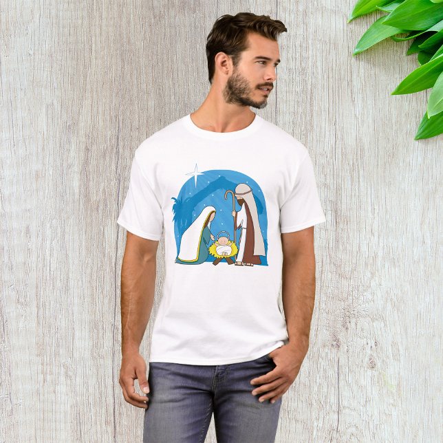 T-shirt Scène de la Nativité avec Marie Joseph et Bébé Jés (Créateur téléchargé)