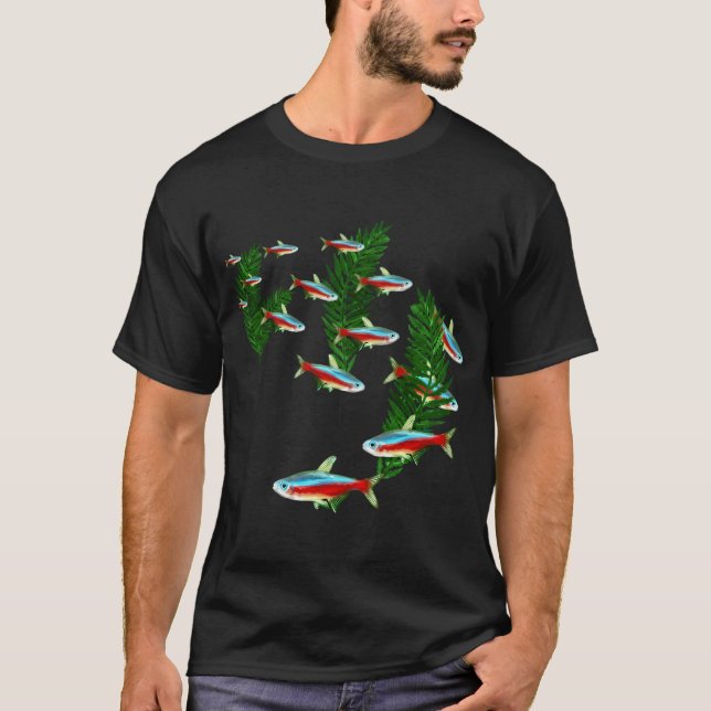 T-shirt Scène de la nature d'aquarium d'école de Tétra Néo (Devant)