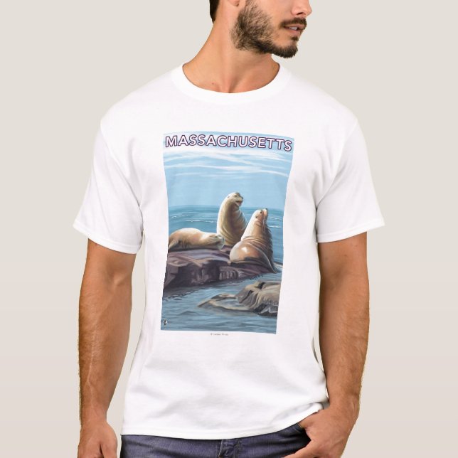 T-shirt Scène de lions de MassachusettsSea (Devant)