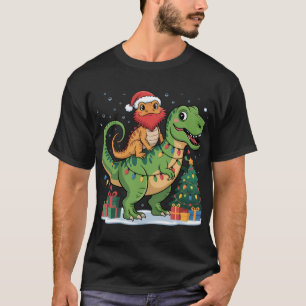 T-shirt Scène de manège de Noël avec un dinosaure mignon