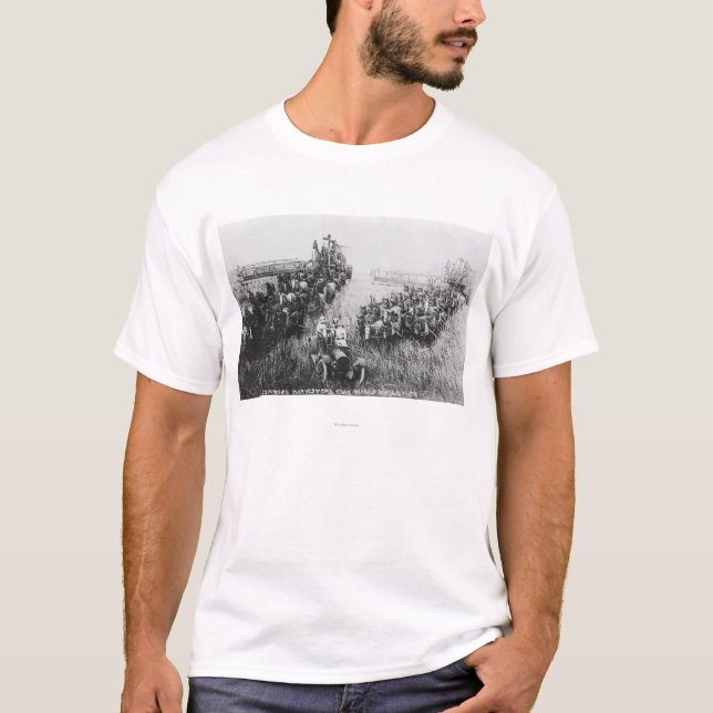 T-shirt Scène de moissonneuse de cartel (Devant)