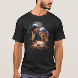 T-shirt Scène de Nativité Foi de Noël Joseph Mary Jesus