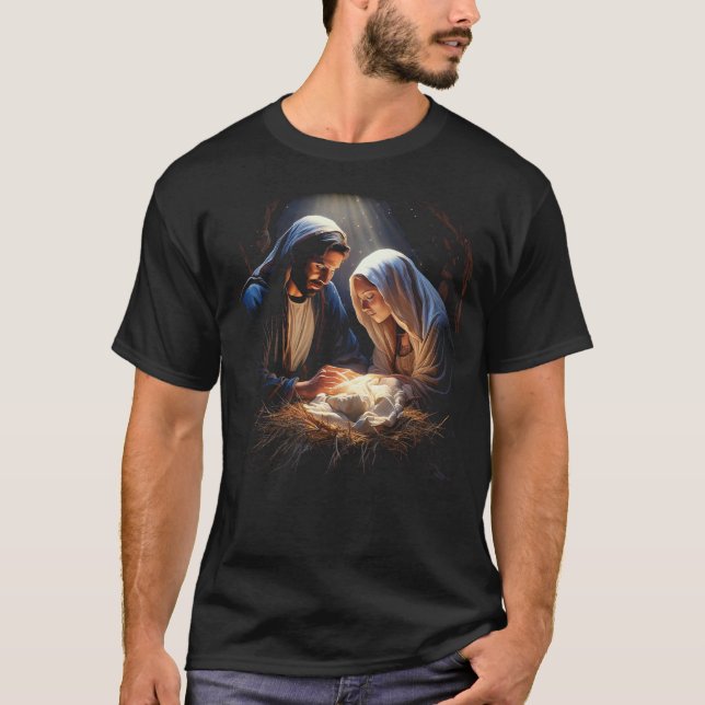 T-shirt Scène de Nativité Foi de Noël Joseph Mary Jesus (Devant)