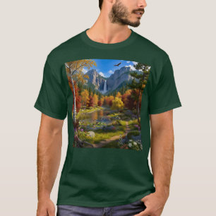 T-shirt Scène de nature sauvage Montagnes Cascade Rivière