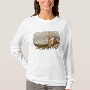 T-shirt Scène de neige avec le moulin et les cottages