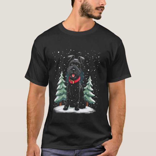 T-shirt Scène de neige de chien d'hiver (Devant)