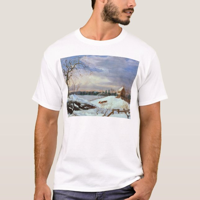 T-shirt Scène de neige, Nouvelle Angleterre (Devant)