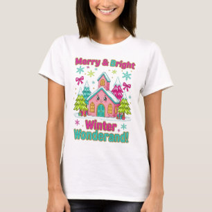 T-shirt "Scène de Noël de cottage cosy"