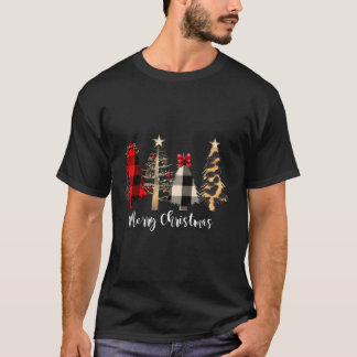 T-shirt Scène de Noël Rouge Plaid
