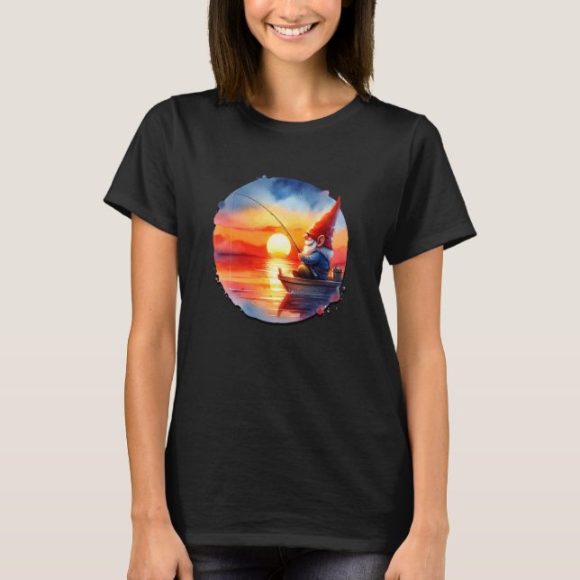T-shirt Scène de pêche au coucher du soleil Graphique pour (Devant)