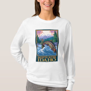 T-shirt Scène de pêche de mouche - rivière de Payette,