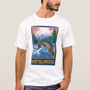 T-shirt Scène de pêche de mouche - Yellowstone occidenta