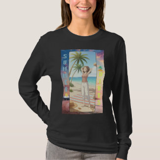 T-shirt Scène de plage animée d'été – Art de personnage