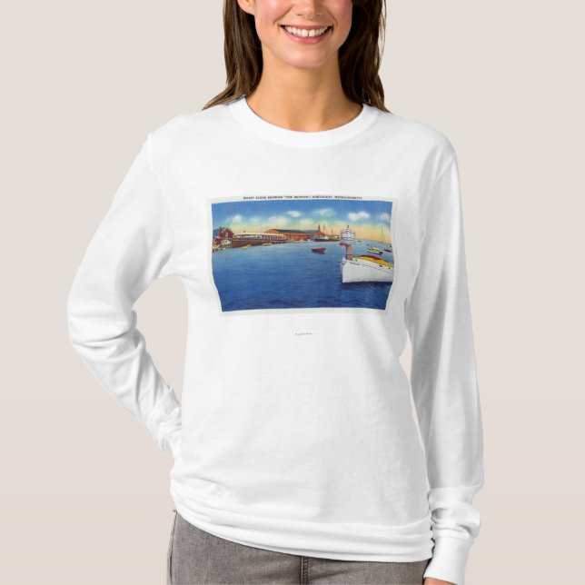 T-shirt Scène de quai montrant le bateau de capitaine (Devant)