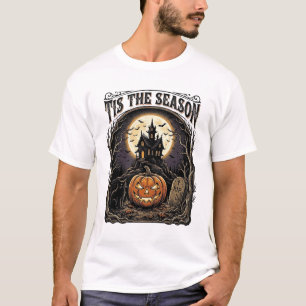 T-shirt Scène de saison vintage citrouille chat Halloween