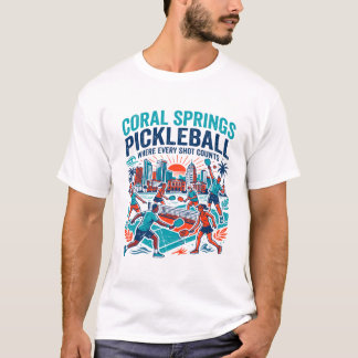 T-shirt Scène de terrain de pickleball à Coral Springs Flo